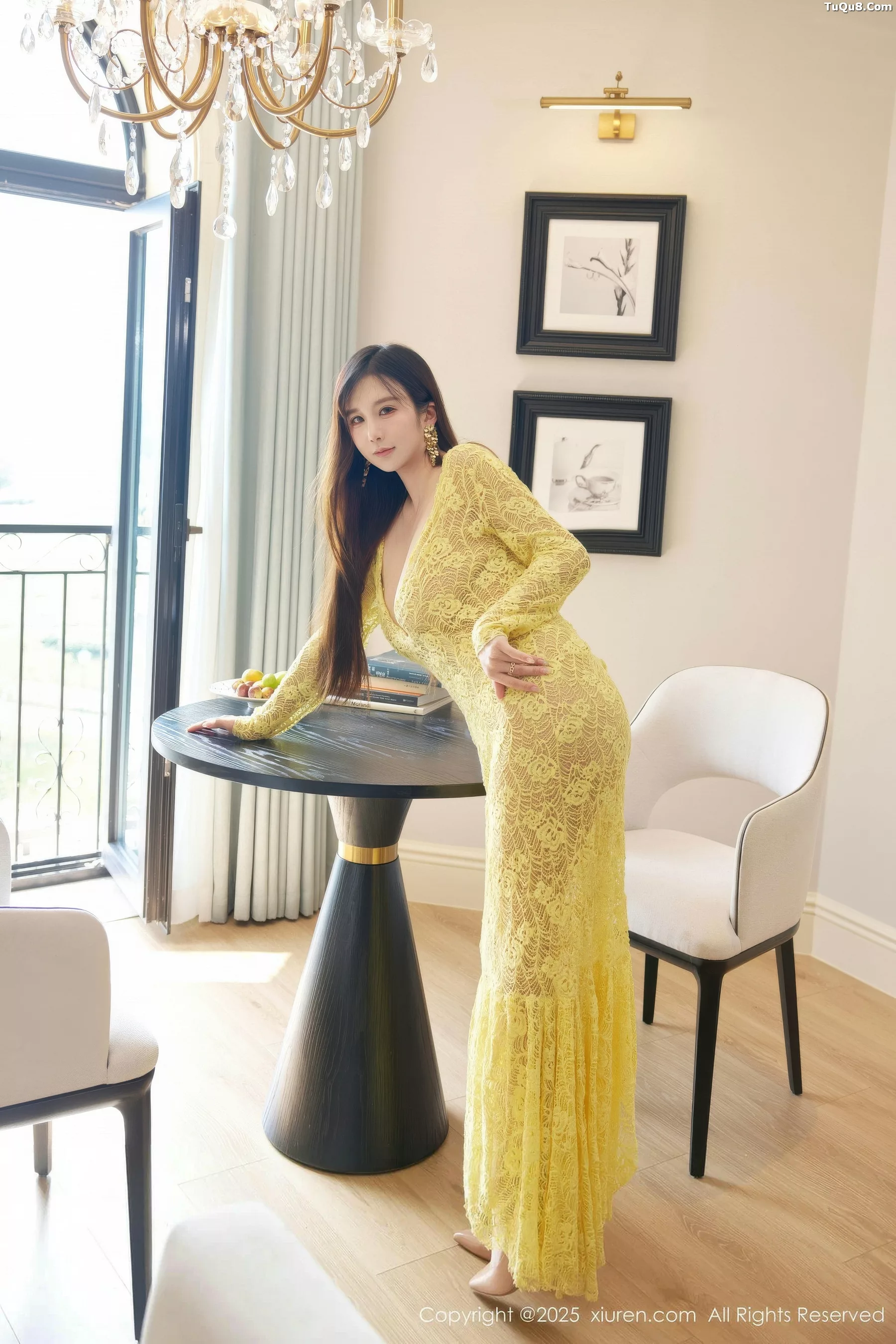 秀人集.com_[XiuRen秀人网]No.10909_模特小肉肉咪性感黄色复古蕾丝连衣裙秀丰满身材惹火诱惑写真60P