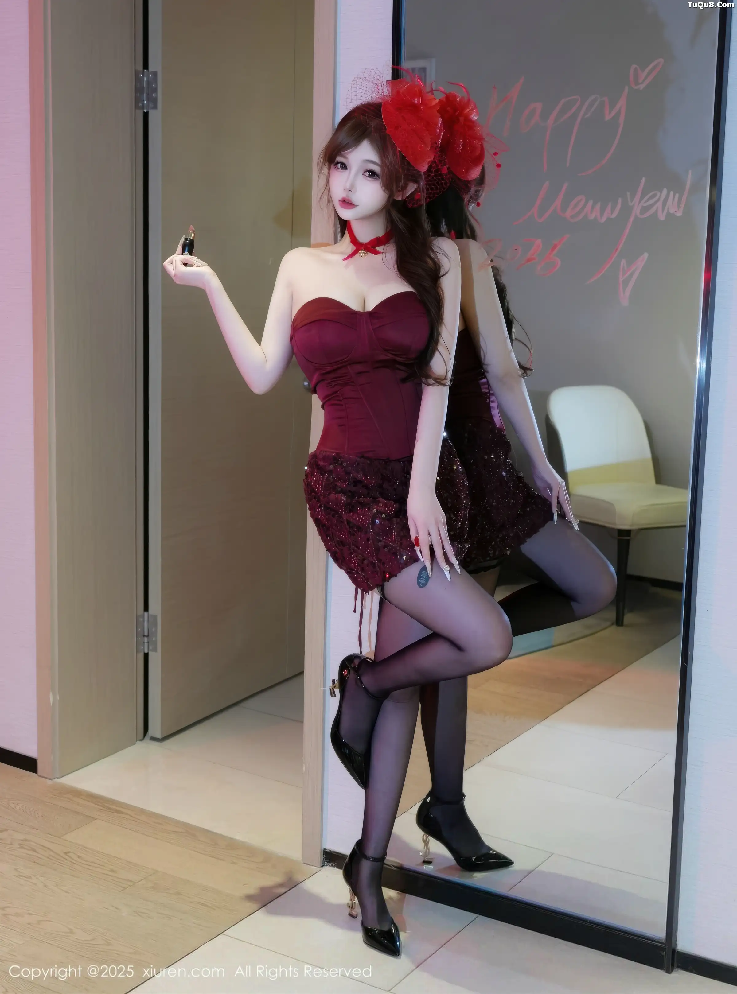 秀人集.com_[XiuRen秀人网]No.11181_模特甜妮性感深色低胸连衣短裙配超薄黑丝秀丰腴身材诱惑写真80P