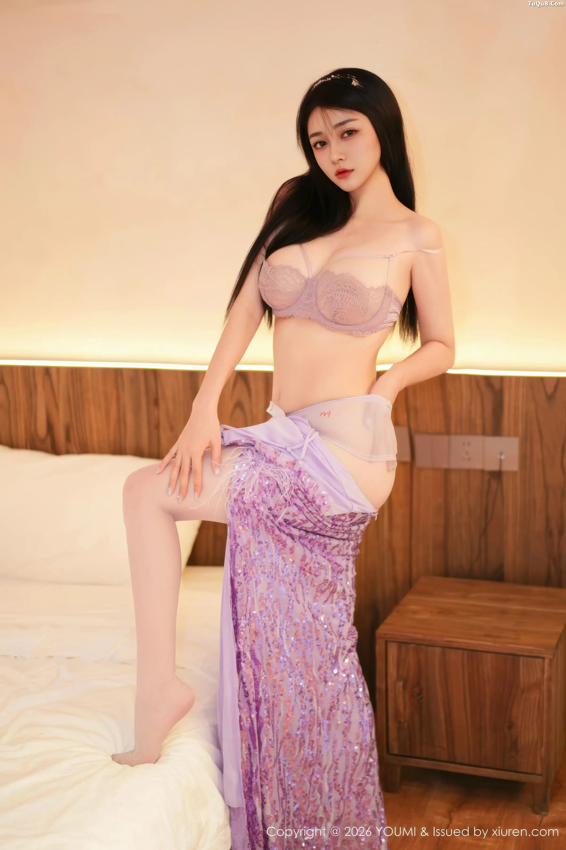 秀人集.com_[YouMi尤蜜荟]Vol.1196_模特凯竹法师～性感紫色连衣裙配超薄肉丝秀丰腴身材诱惑写真63P