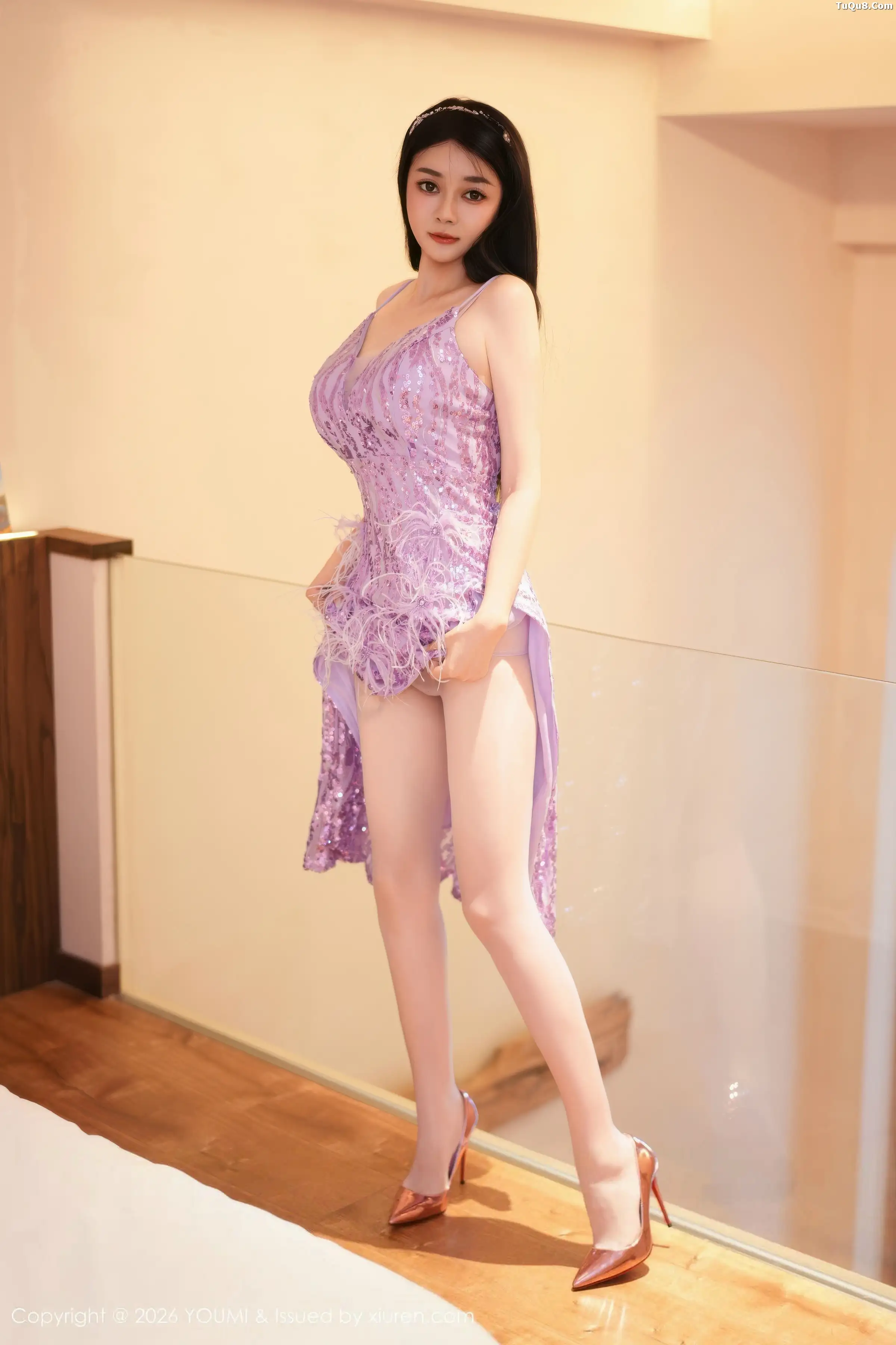 秀人集.com_[YouMi尤蜜荟]Vol.1196_模特凯竹法师～性感紫色连衣裙配超薄肉丝秀丰腴身材诱惑写真63P